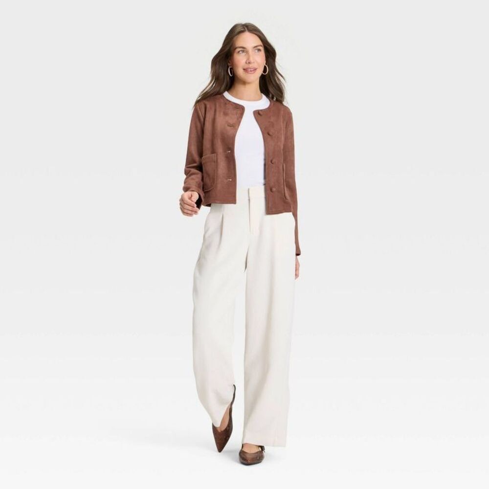 Women's Faux Suede Lady Jacket - A New Day Brown XS - Picture 3 of 4